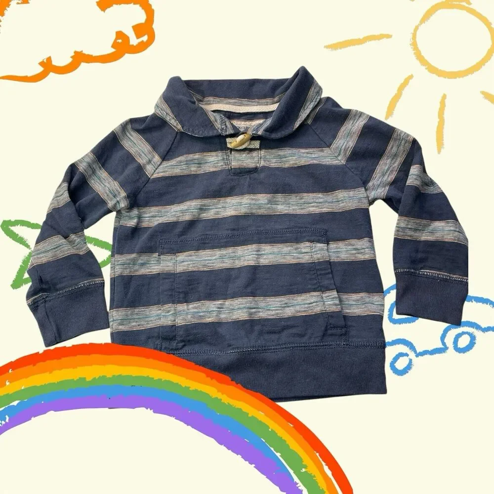 Genuine Kids by Oshkosh Toddlers Boys Pullover Stripe Blue Gray Size 3T GUC